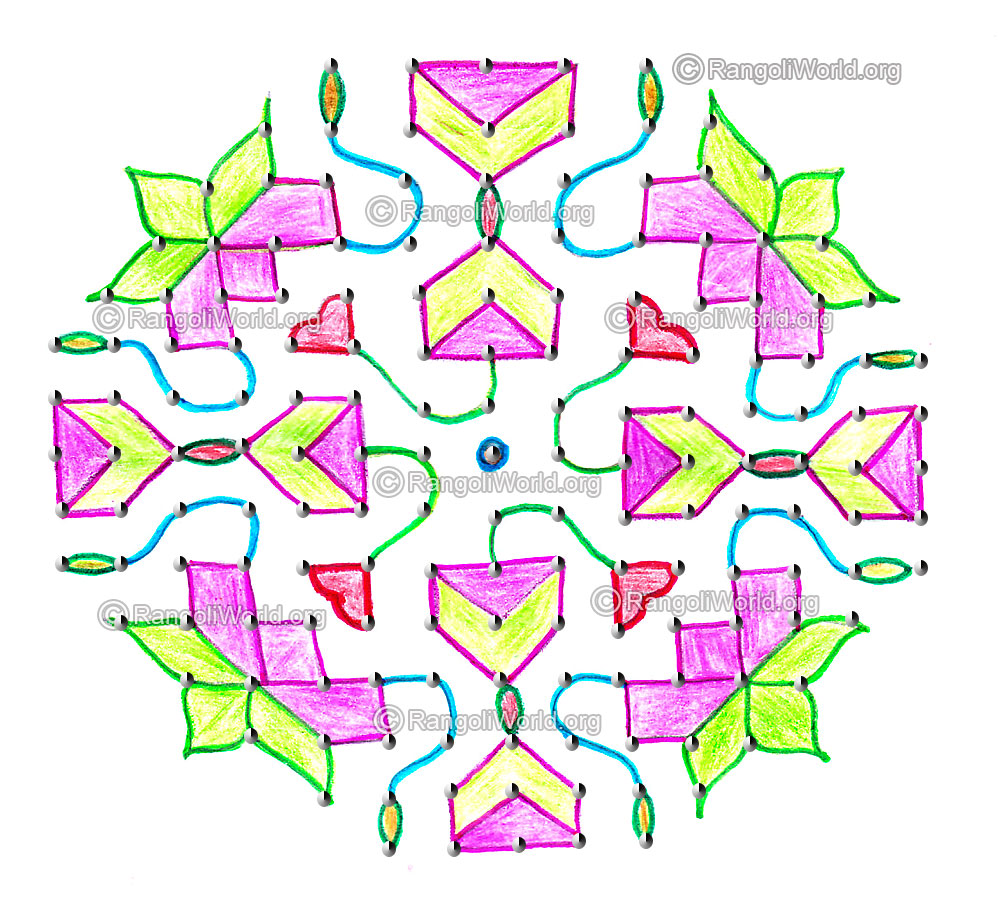 Lotus kolam with dots