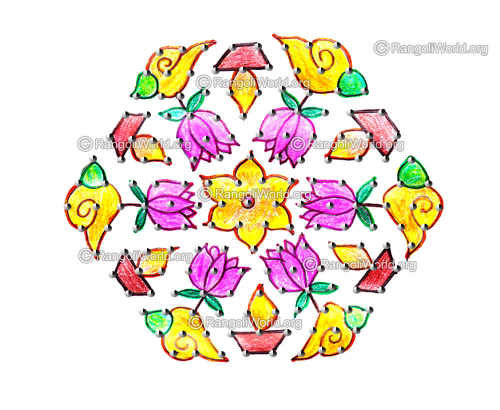 Sangu lotus kolam with dots