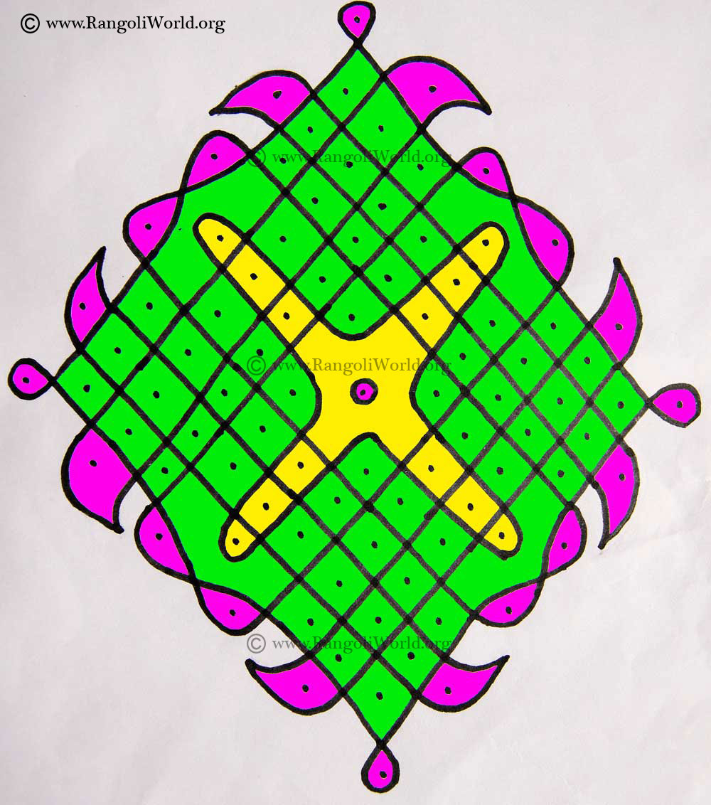 11 to 1 Parallel Dots Kolam