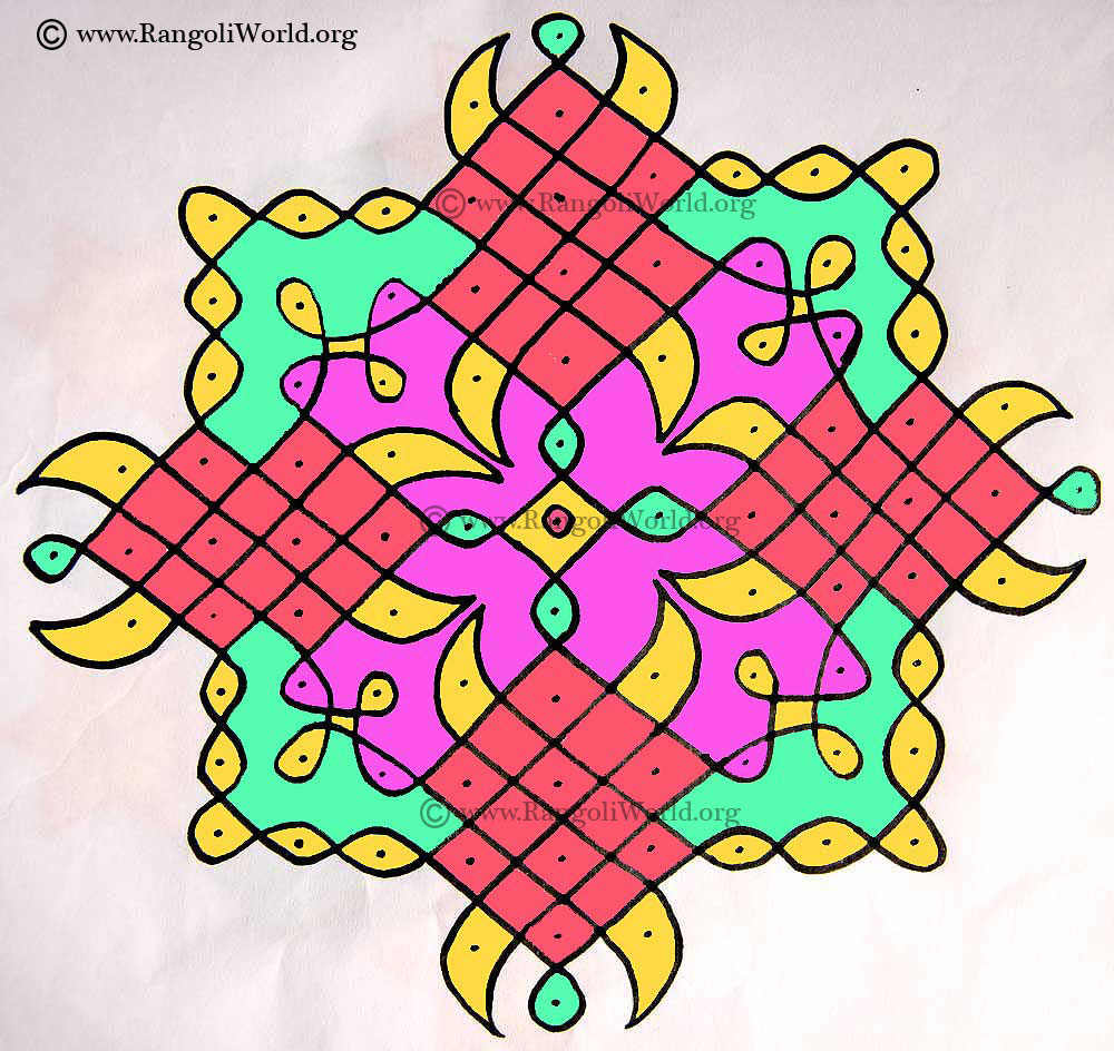 13 to 1 Parallel Dots Kolam
