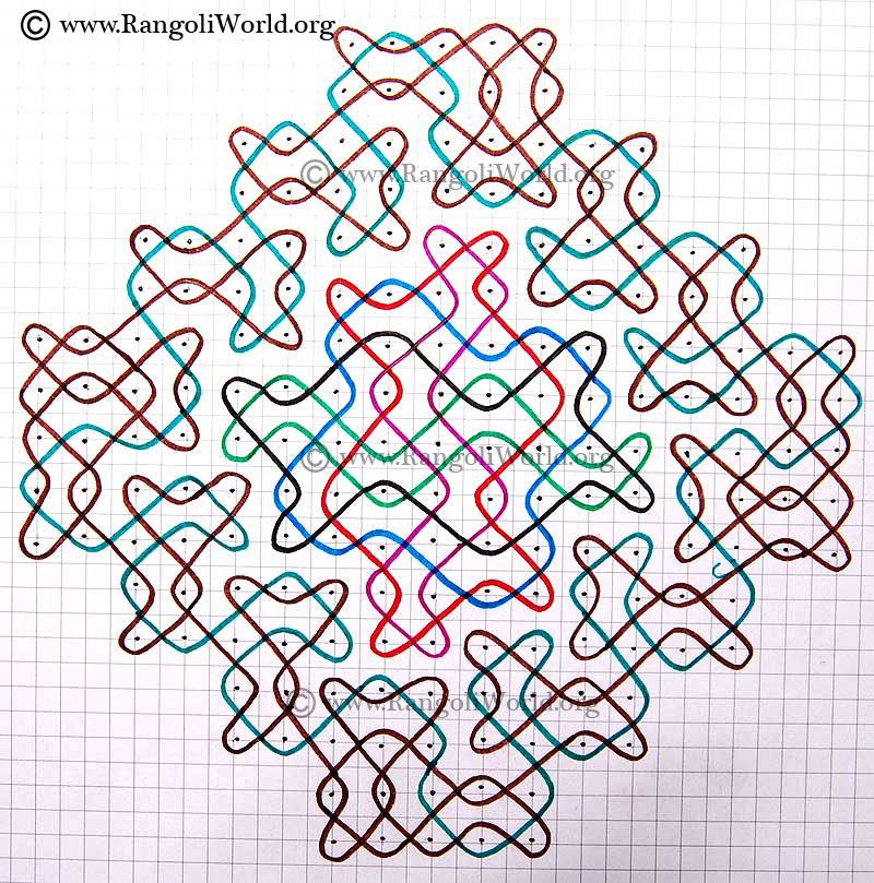 17 to 5 parallel dots sikku kolam