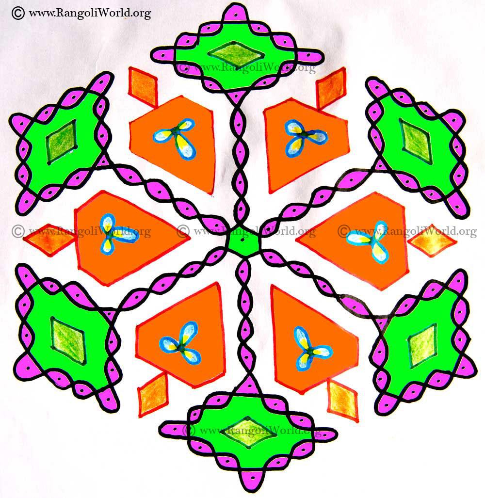 17 to 9 Interlaced Dots Kolam