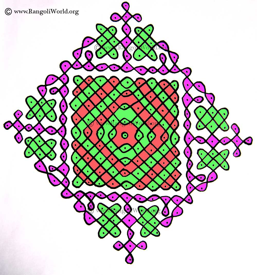 21 to 1 Parallel Dots Kolam