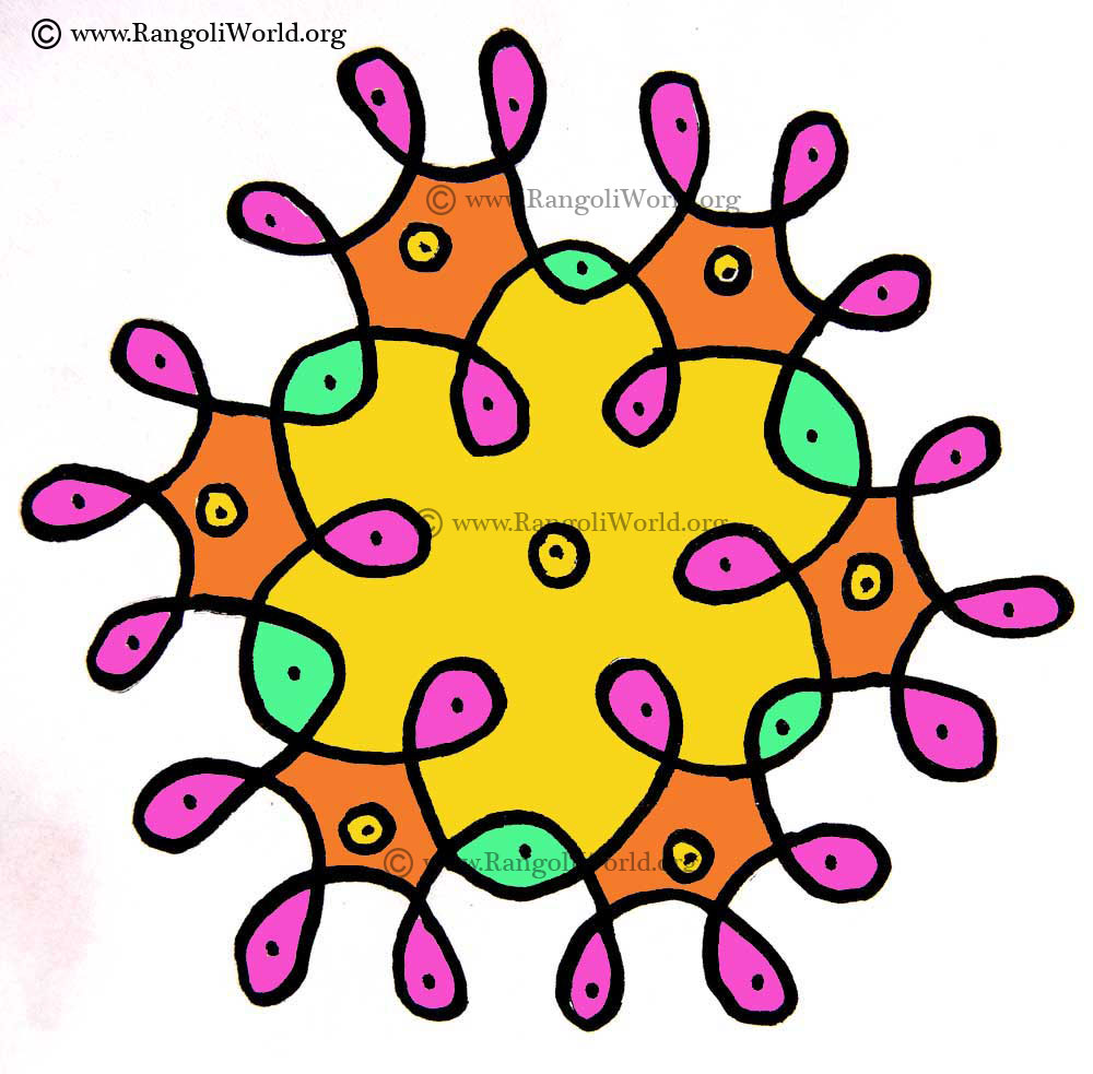 7 to 4 Interlaced Dots Kolam