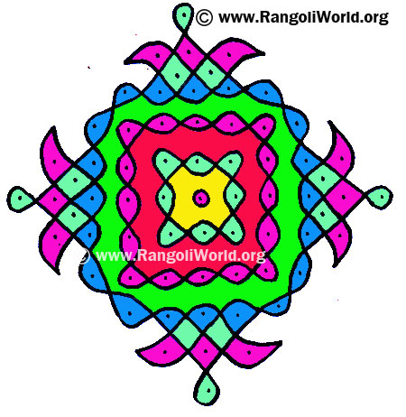 11to 1 Parallel Dots Kolam