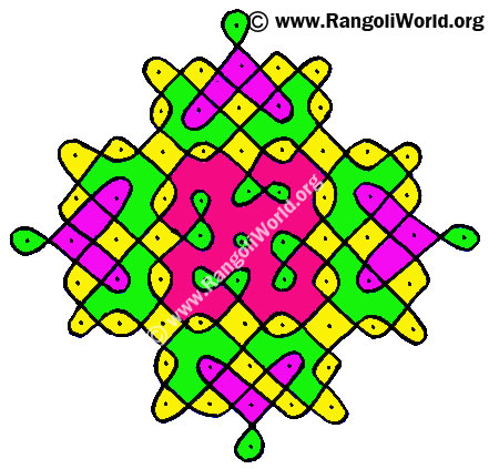 11to 1 Parallel Dots Kolam