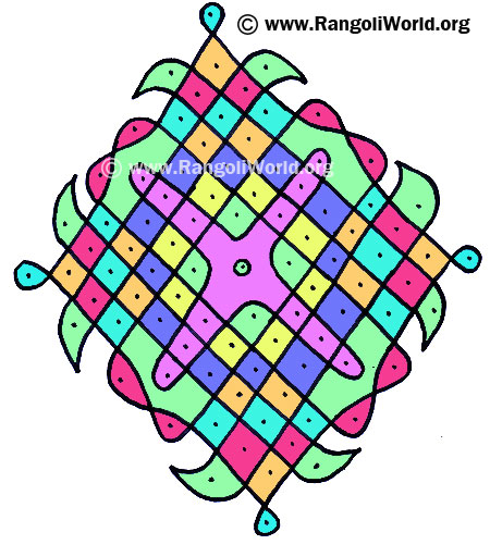 11to 1 Parallel Dots Kolam