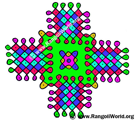 12 to 4 Parallel Dots Kolam