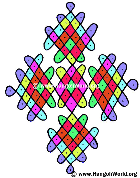 13 to 1 Parallel Dots Kolam