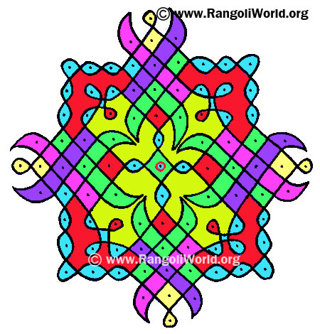 13 to 1 Parallel Dots Kolam