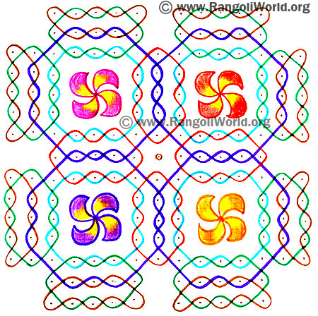 15-1 Dots Flower Sikku Kolam