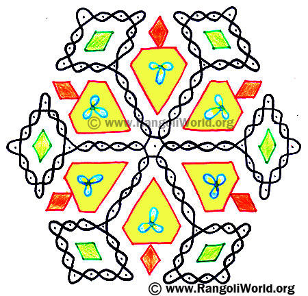17 to 9 Interlaced Dots Kolam