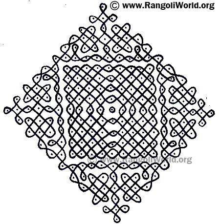21 to 1 Parallel Dots Kolam