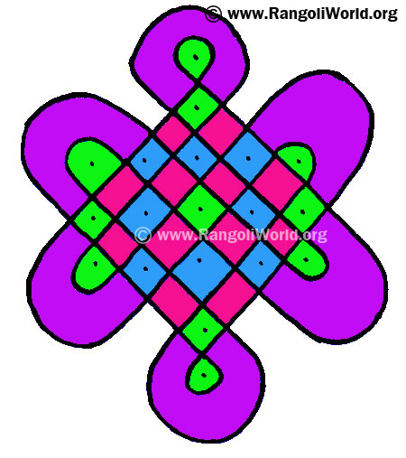 7 to 3 Parallel Dots Kolam
