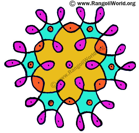 7 to 4 Interlaced Dots Kolam