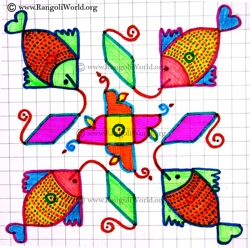 Fish with diamond kolam