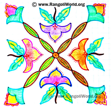 Swastika Flower Kolam
