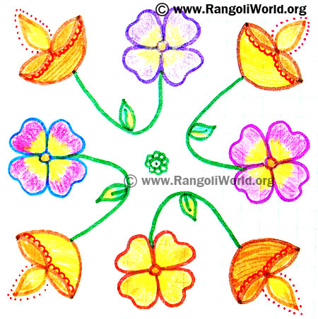 Flower Deepam Kolam