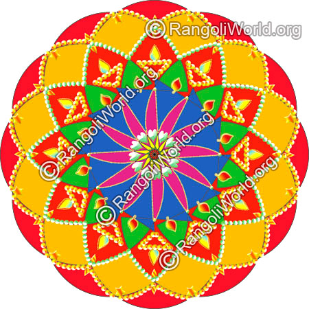 Diwali festival lamp-kundan rangoli