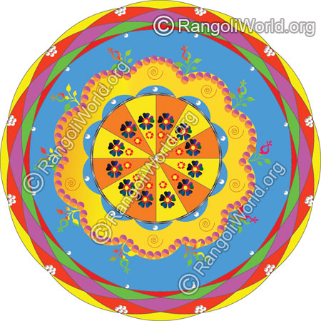 Kundan stone rangoli design for holi