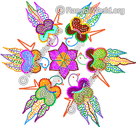 Parrot kolam kundan design