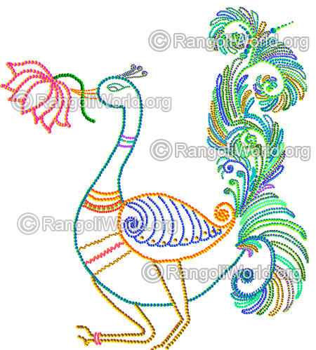 Peacock kundan rangoli
