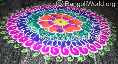 Flower with leaves rangoli maha shivaratri special feb 2016