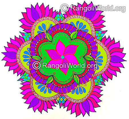 Lotus flower freehand rangoli feb 2016