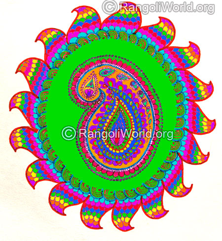 Mango design freehand festival rangoli feb 2016