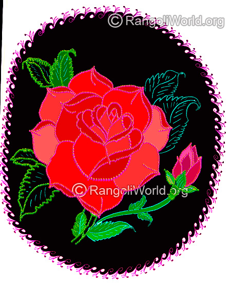 Rose freehand rangoli feb 2016