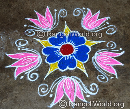 Easy lotus flower freehand rangoli mar