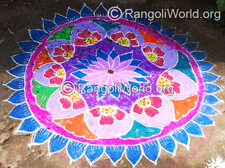 Flower freehand rangoli mar