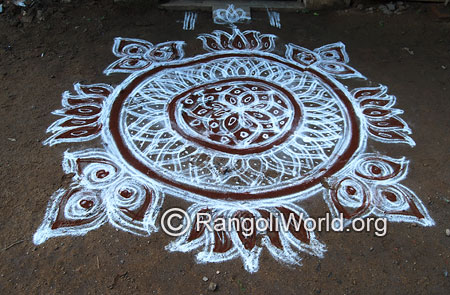 Lotus double stroke freehand rangoli feb