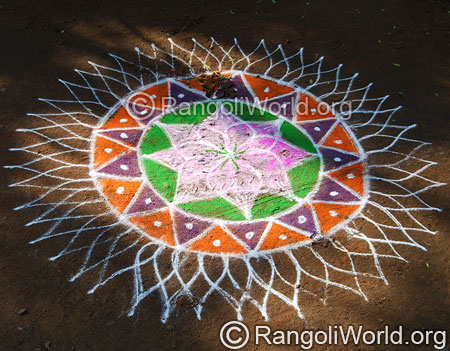 Simple flower freehand rangoli feb
