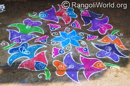 Simple flower street kolam mar