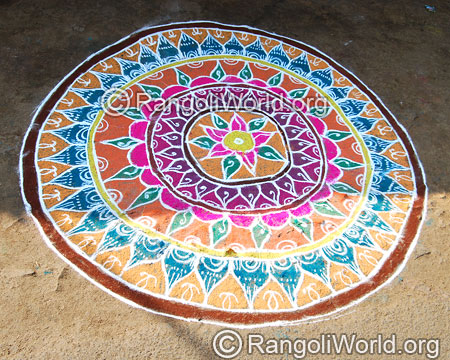 Temple traditional freehand rangoli feb