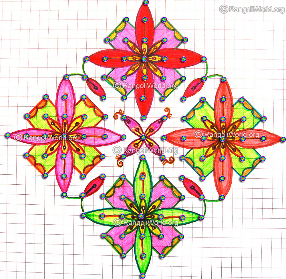 Flower kolam may13 with dots