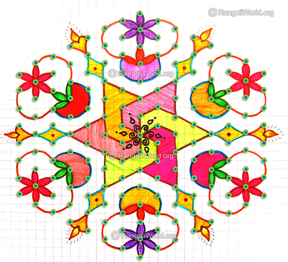 Flower lamp star kolam may13 with dots