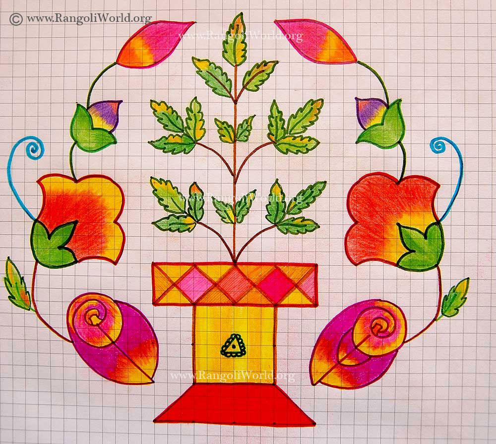Tulasi Madam With Flowers Kolam