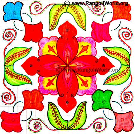 Flower Leaf  Kolam