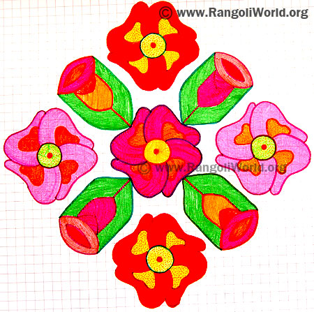 Rose Flower Buds Kolam