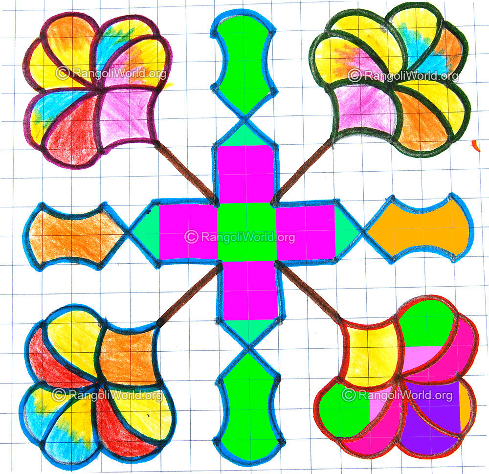 Colorful flower kolam jan 2015