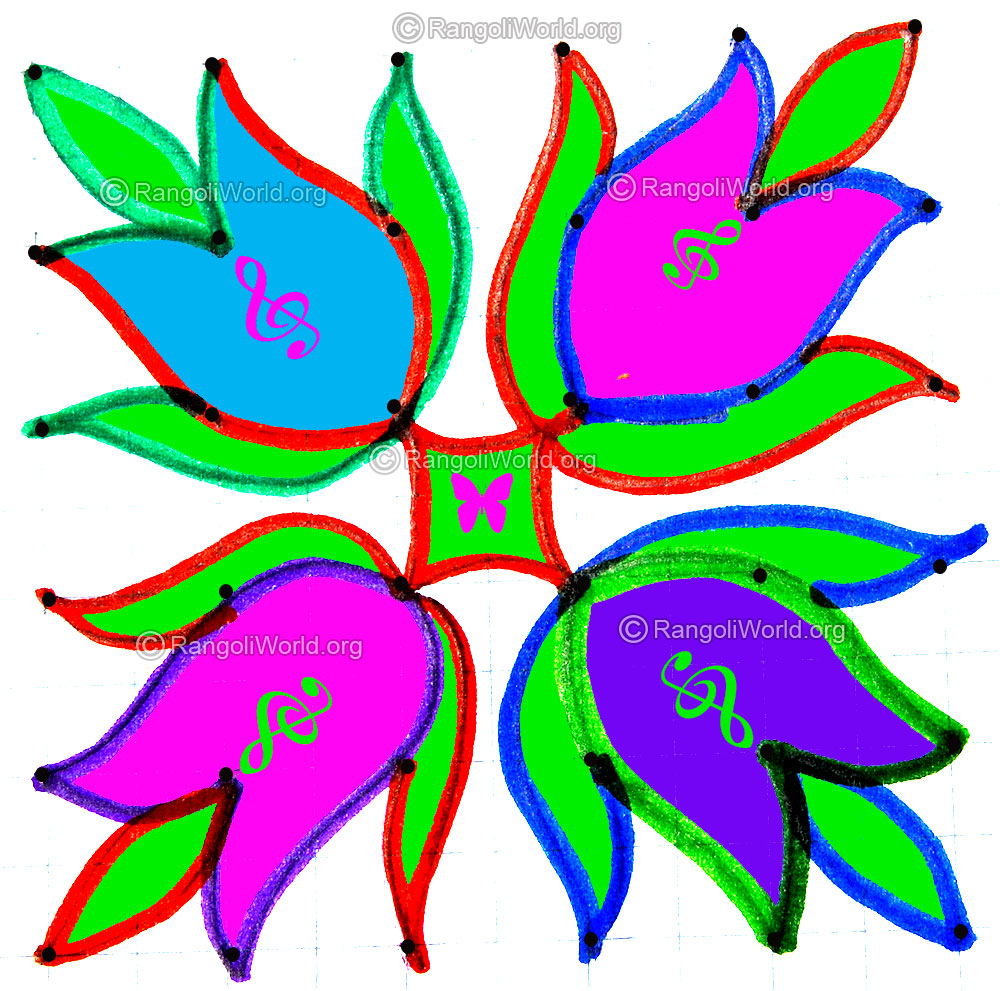 Flower buds kolam jan 2015 with dots