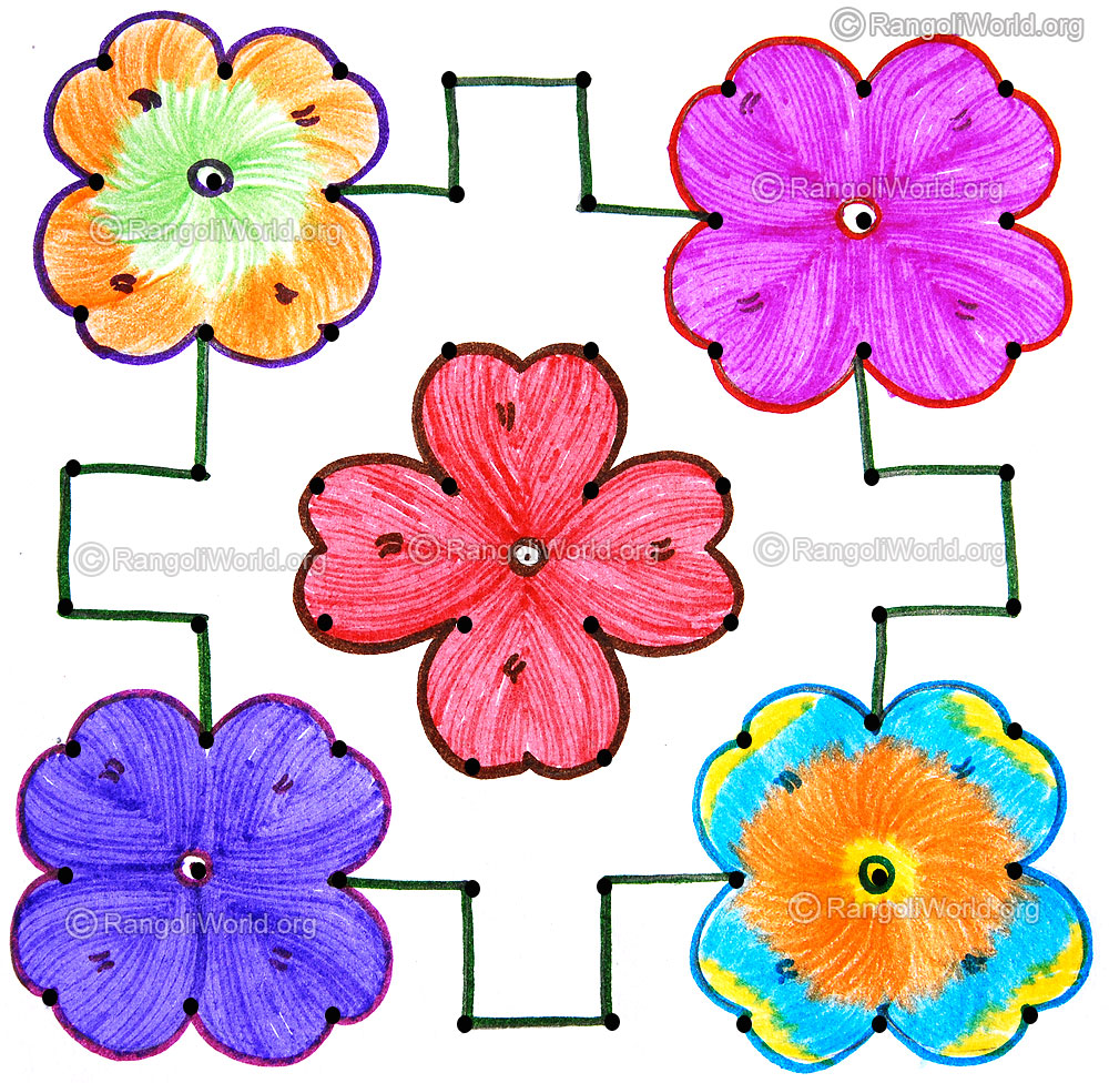 Flower kolam jan 2015 with dots