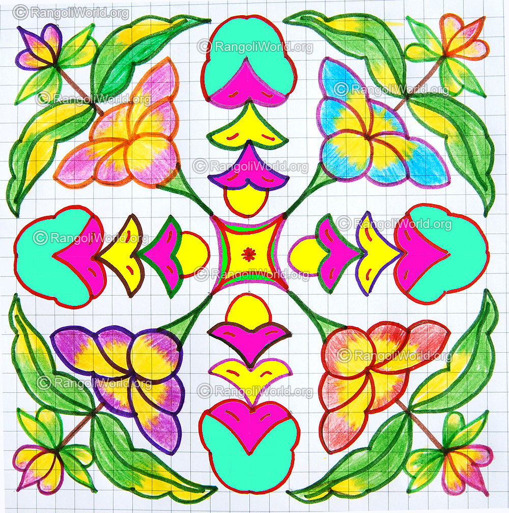Colorful duck lotus kolam