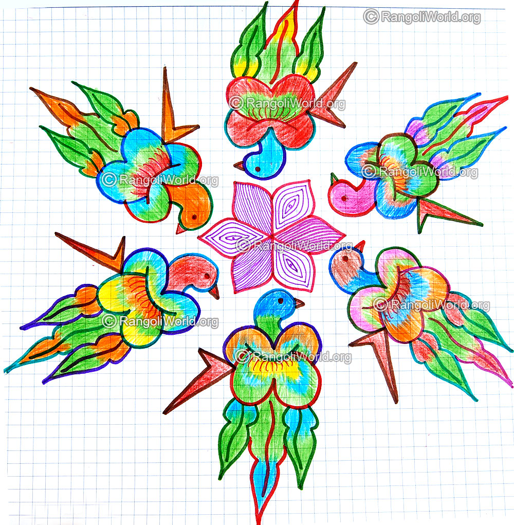 Parrot bird kolam jan 2015