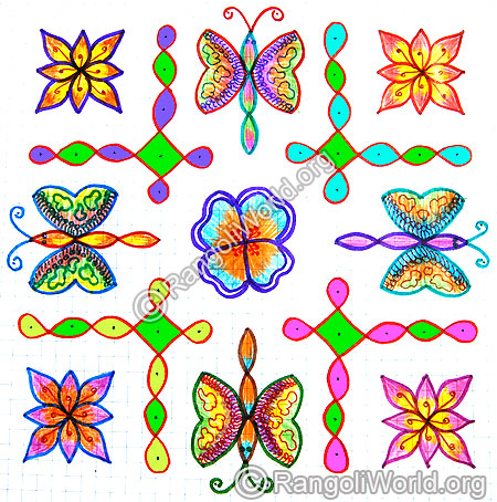 Butterfly flower sikku kolam jan 2015