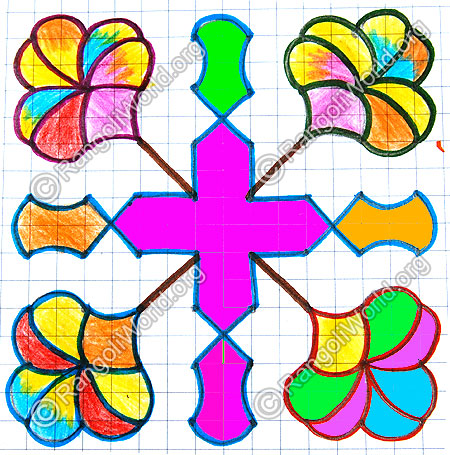 Colorful flower kolam jan 2015