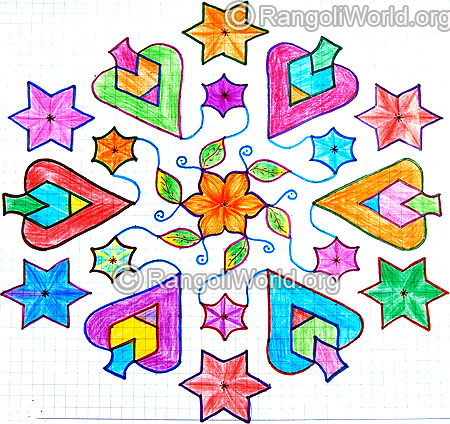 Colorful star kolam
