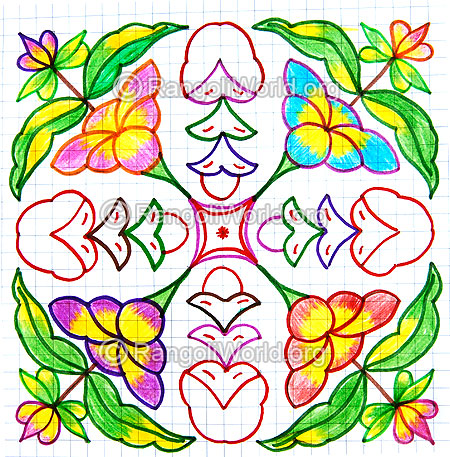 Flower plant kolam